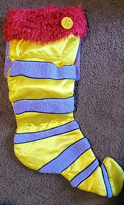 New 2000 How the Grinch Stole Christmas Musical Who Stocking Yellow Purple RARE