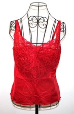 Vintage Vanity Fair Red Cami Camisole Slip Sz 36 M Stretch Lace Nylon USA