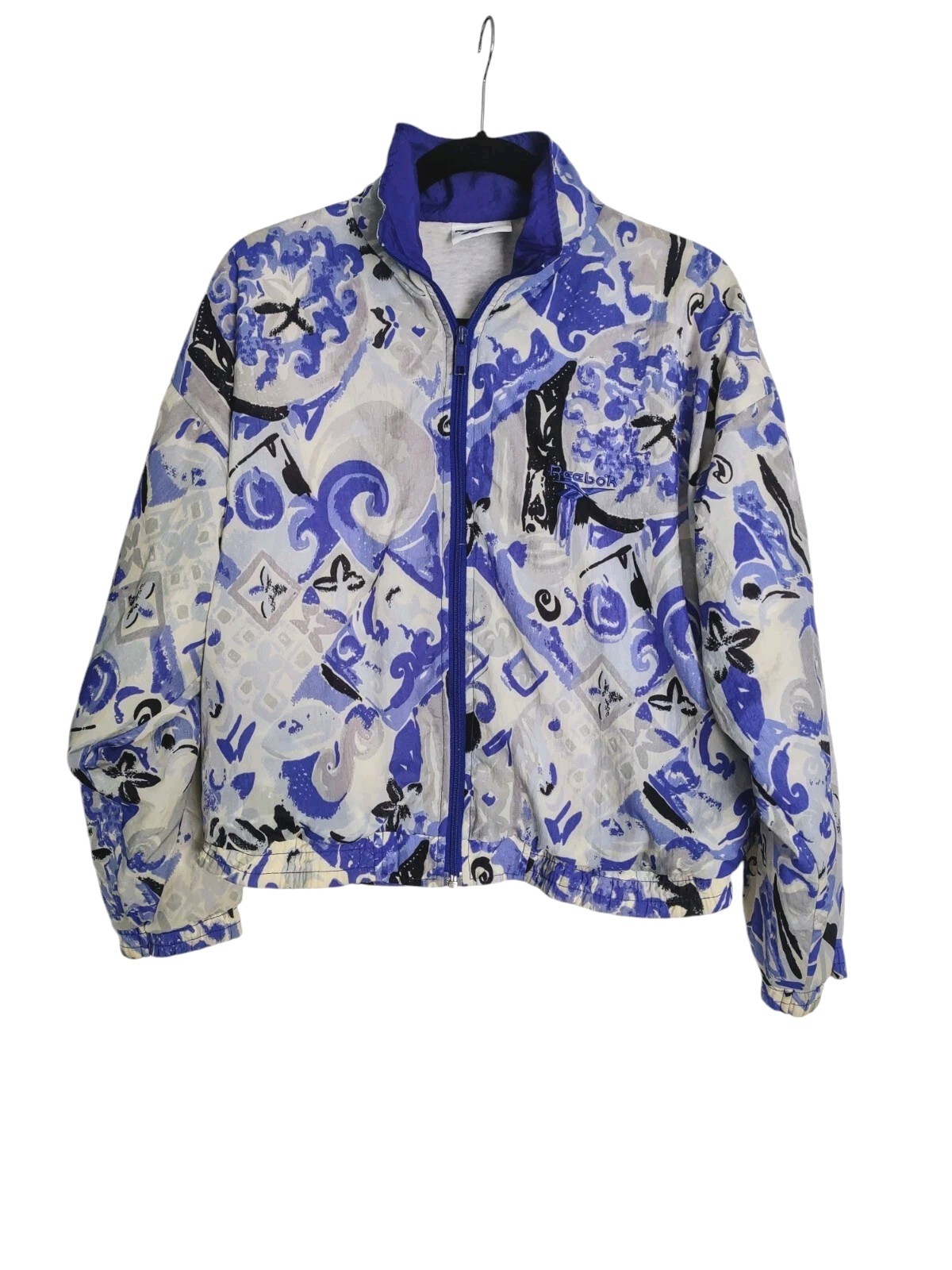 Vintage Womens Jacket Reebok Printed Windbreaker 80s 90s Purple Small Medium