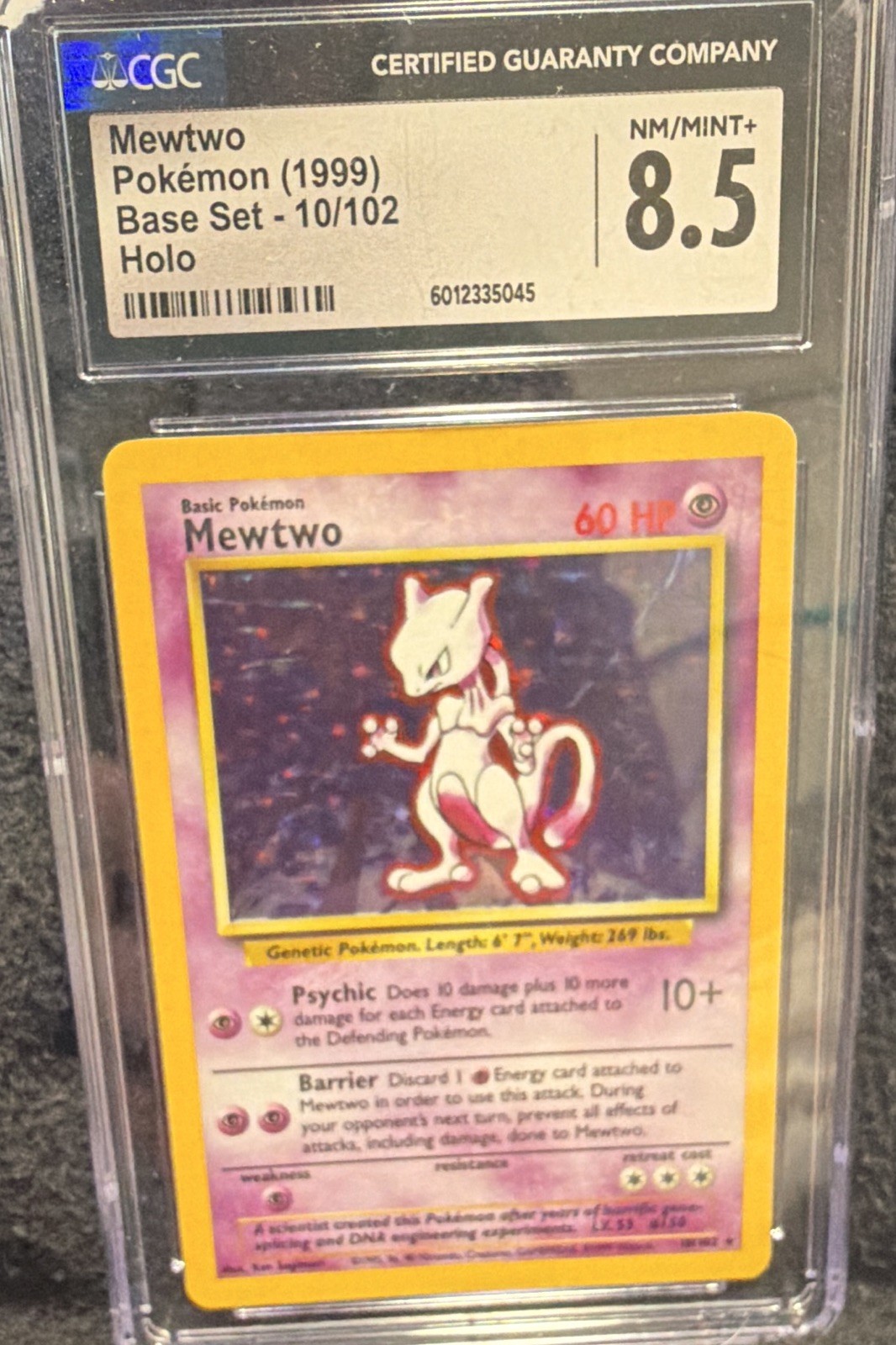 Mewtwo 10/102 Holo Rare - Base Set Pokemon TCG (1999) CGC 8.5 English