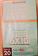 Luxoton Activated Carbon Air Vent Filters 6x10" – 20 Pack Dust Odor Control