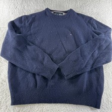 Tommy Hilfiger Lambswool Crewneck Sweater Pullover Navy Blue XL Clean Knit