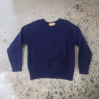 Vintage L.L.Bean 100% Wool Knit Crew Neck Pullover Sweater Blue Logo Men's M