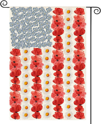 Myosotis Poppy Memorial Day Garden Flag 12x18 Inch Double Sided Outside, Patriot