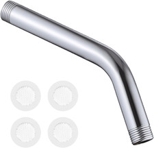 Shower Extension Arm, 20Cm Curved Forward G1/2" Universal with 4 Washers Stainle