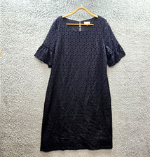 Capture Womens Midi Shift Dress Size 20 Black Stretch Lace Short Sleeve