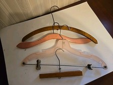 4 Vtg Wood Plastic Clothes Coat Pants Suits Hangers Mix Lot
