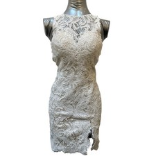 Willowby by Watters Lace Sleeveless Open Back Sheath Dress Women's Size 4 Ivory