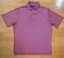Fairway Greene Performance Golf Polo Mens XL Magenta/Navy Stripe Made In USA