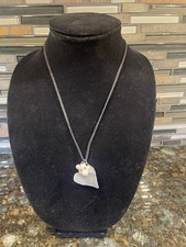 Handmade Sea Glass Pendant Necklace Faux Pearl Crystal Beads Black Cord Boho