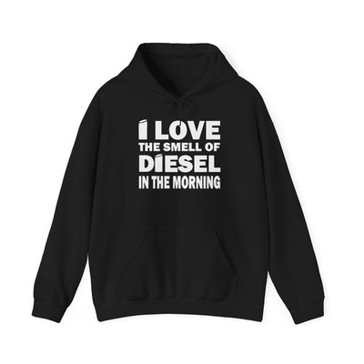 The Smell of Exhaust Stacks Trucker Black Smoke Mens Hoodie Heavy Sweatshirt