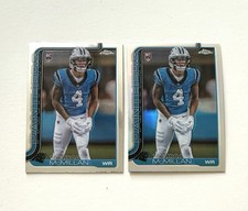 Tetairoa McMillan 2 Card Lot 2025 Topps Chrome Football Refractor and Base RC