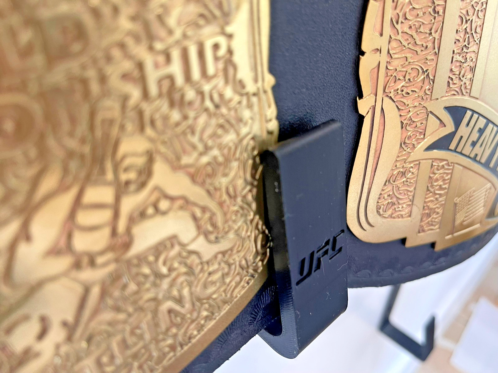 Black UFC Championship Belt Wall Mount Brackets – Wall Display Hooks (Set of 2)