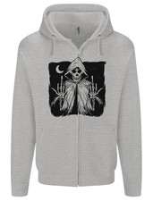 Grim Reaper Finger Flip Skull Biker Funny Mens Zip Up Hoodie