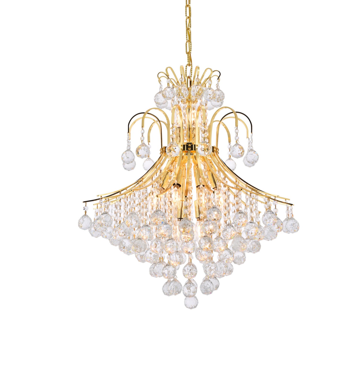 Elegant Toureg 15-Light Gold Crystal Chandelier 25W