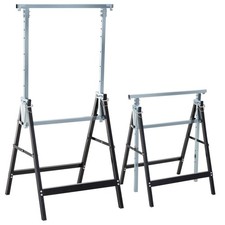 HOMCOM Set Of 2 Saw Horses Telescopic Builders Work Bench Folding Black