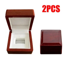 2Pcs Single Hole Ring Display Box Wooden Collection Case Storage Holder Gifts##