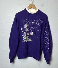 Vintage Morning Sun Dandelion Graphic Double Collar Large Purple USA Floral