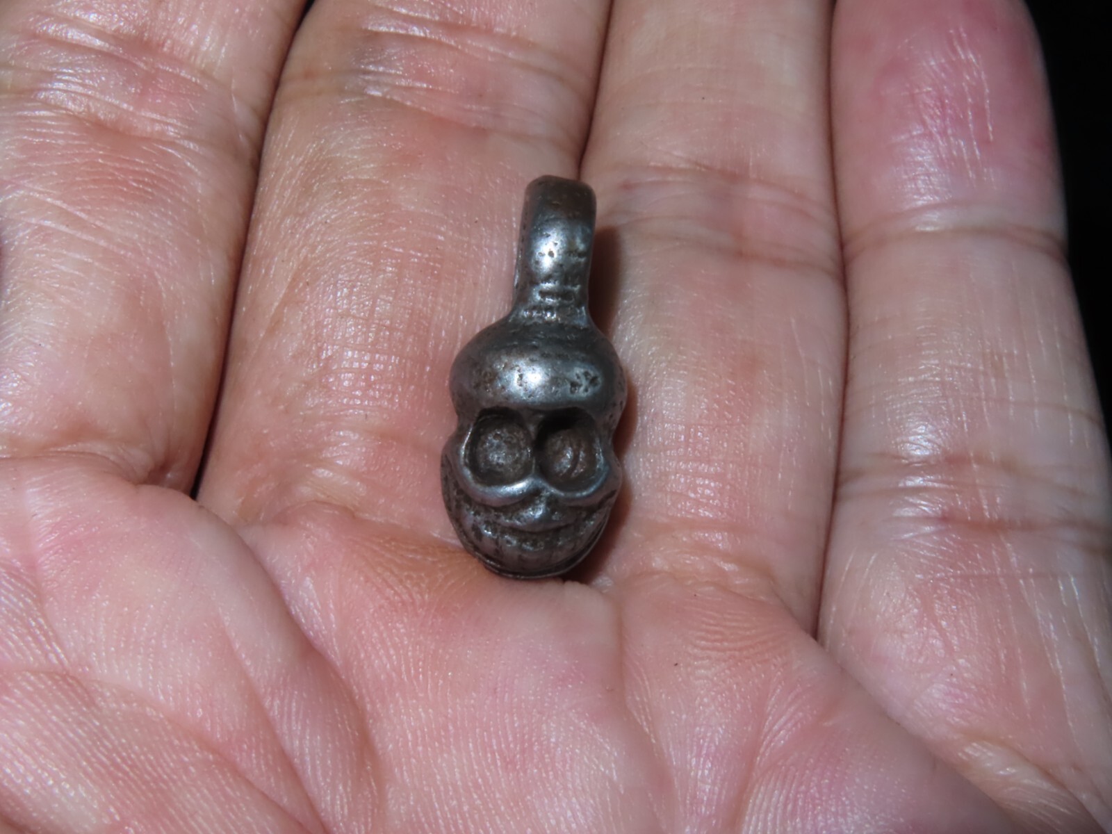 Nepal Tibet Buddhist Iron Citipati Skull Mala Prayer Beads Counter Clip (m14)