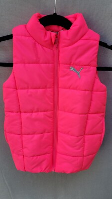 Girls Puma Quilted Puffer Vest Hot Pink | Size XS 5-6