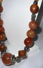 Graduated Chunky Carnelian Beaded Necklace 24” Silver & Wood Beads Gorgeous — photo 3