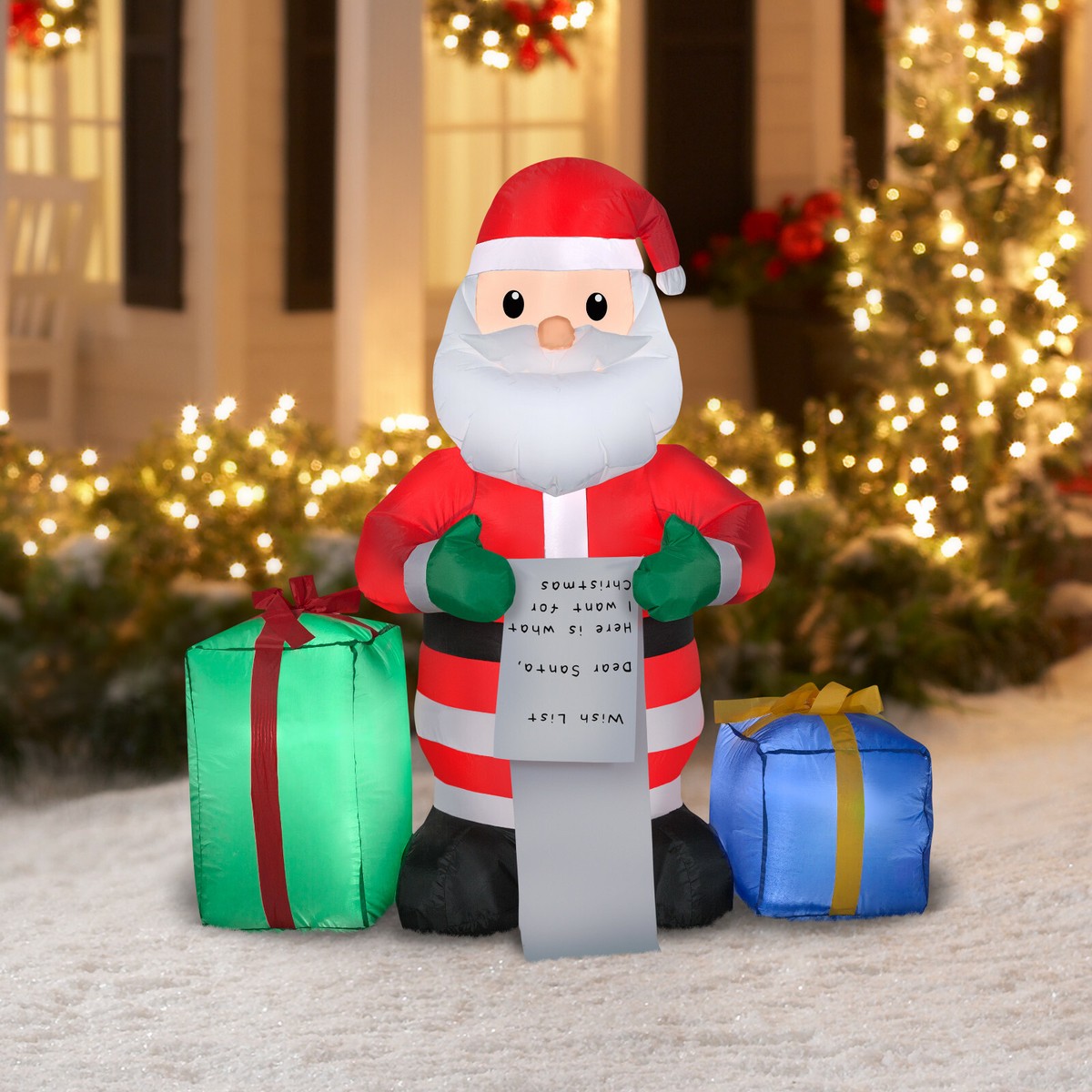 Gemmy 6ft LED Santa Cookie Dog Holding Sign Christmas Gemmy 6ft LED Santa Cookie Dog Holding Sign Christmas