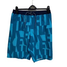 Nike Print Men's Pull String Elastic Waist Swim Shorts Blue Size L