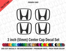 2 Inch Center Cap Rim Decals - 50mm Stickers for Accord Civic Element CRV Pilot