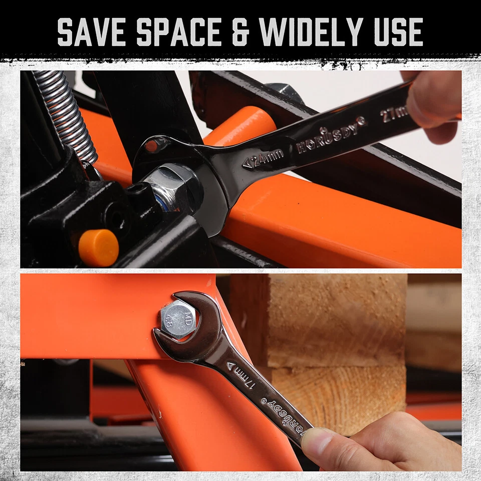 Juego de llaves de extremo abierto delgado métrico y SAE de 19 piezas juego de llaves de bicicleta con bolsa rodante CR-V - Imagen 4 de 4