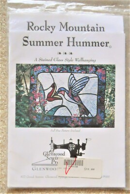 ROCKY MOUNTAIN SUMMER HUMMER PATTERN - STAINED GLASS STYLE WALLHANGING  NEW