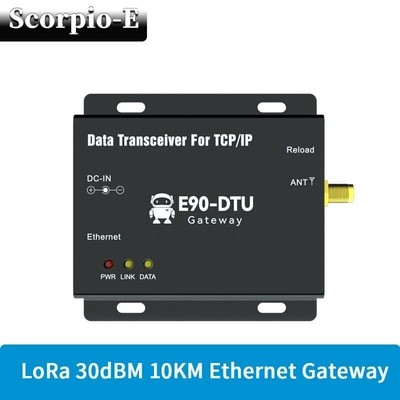 LoRa 433MHz Ethernet Gateway MQTT 30dBm DC8~28V 10km TCP UDP Transceiver Gateway