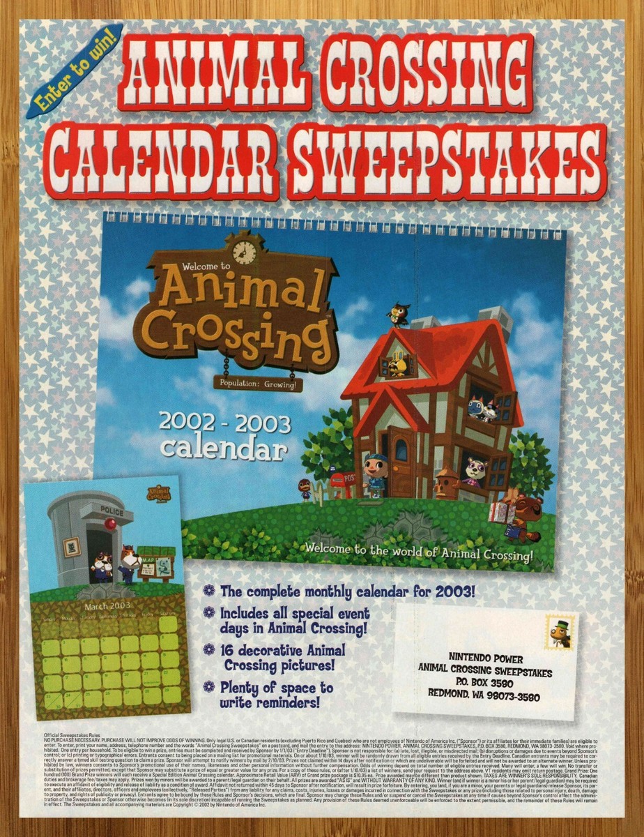 2002-animal-crossing-calendar-sweepstakes-print-ad-poster-original-official-art-ebay