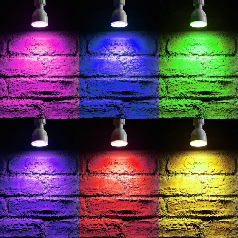 Auraglow 2.4GHz RF Remote Control Colour Changing RGB GU10 Lamps LED Light Bulbs - Image 2 of 4