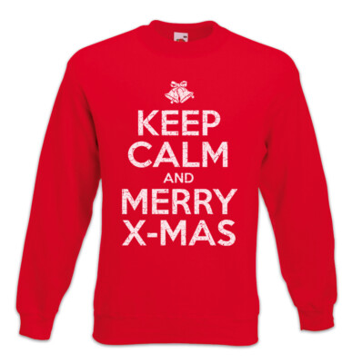 Keep Calm And Merry X-Mas Sweatshirt Pullover Cristmas Fun Frohe Weihnachten