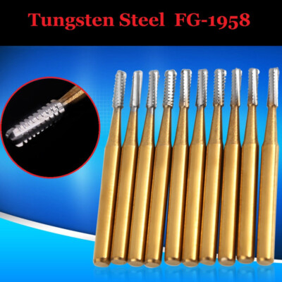 10PCS Dental Tungsten Carbide Crown Metal Cutting Burs FOR High Speed FG-1958
