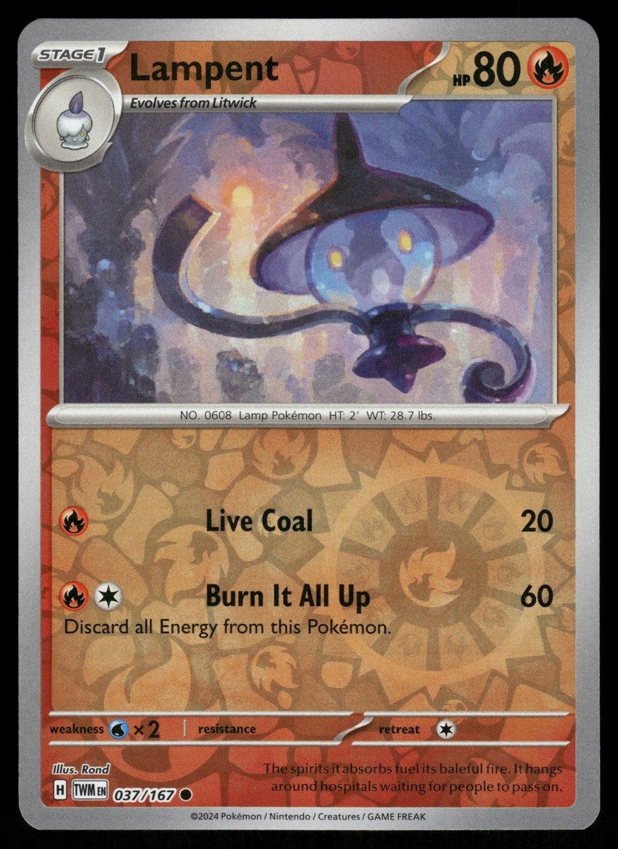 Lampent Reverse Holo 037/167 SV06: Twilight Masquerade Pokemon Card