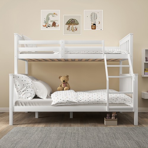Kids Bunk Beds Double Pine Wooden Triple Bunk Beds With Mattresses 3FT Bed Frame - Picture 4 of 29