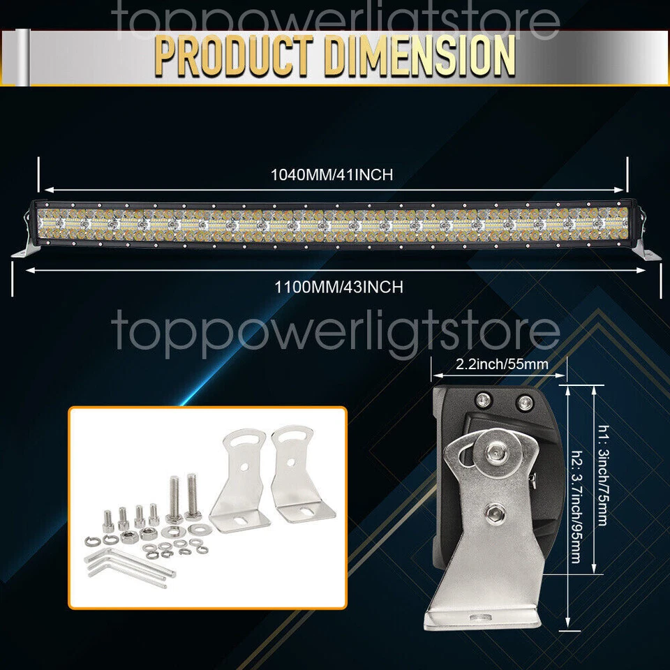 Fit Dodge RAM 1500 2009-2018 Hidden Bumper 40/42'' Strobe Curved LED Light Bar - Image 2 of 4