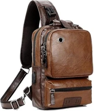 Bandolera Para Hombre Mochila Viaje Cartera Bolso De Hombro Mariconera Marrón US