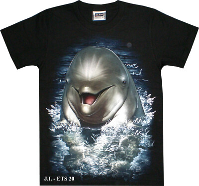 T-Shirt, schwarzes Shirt, Shirts, Delfin-Delphin - EAGLE-Shirt-unisex- Gr. S-XL