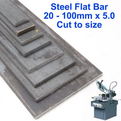 5mm Thick Steel FLAT BAR 20 to 100 mm & Bespoke Lengths Cut to length
