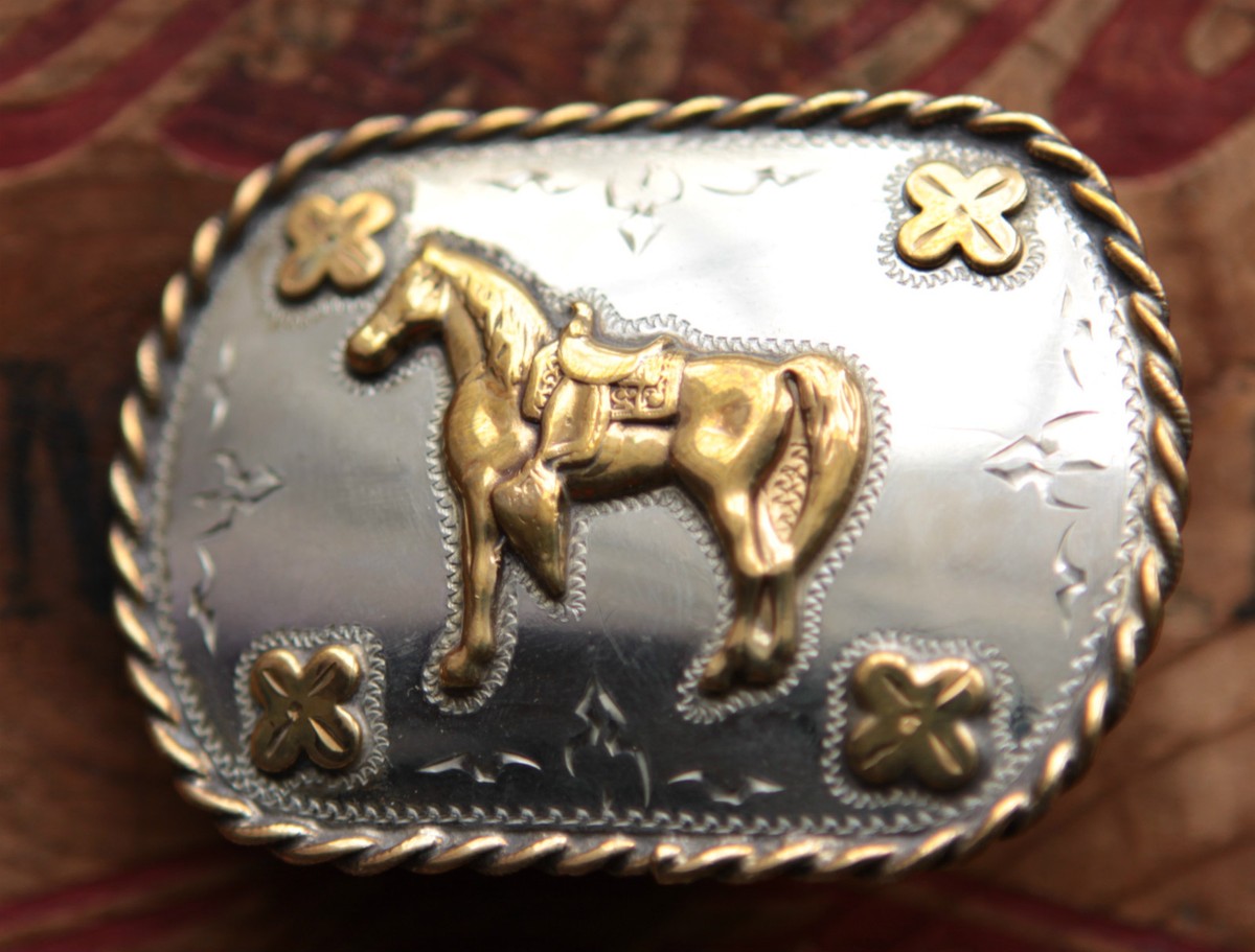 Vintage Ricardo Nickel Silver Cowboy Cowgirl Horse & Saddle 