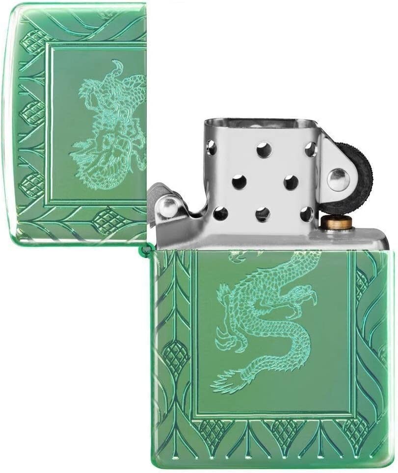 Zippo Armor High Polish Green Elegant Dragon 49054 | eBay