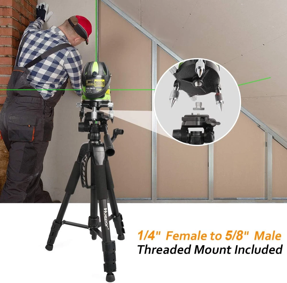 Laser Level Tripod,  56-Inch Extendable Height Tripod Use with Line Lasers, Poin