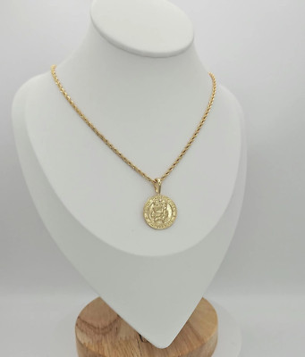 Gold St Christopher Necklace, 14k Heavy Plated Gold