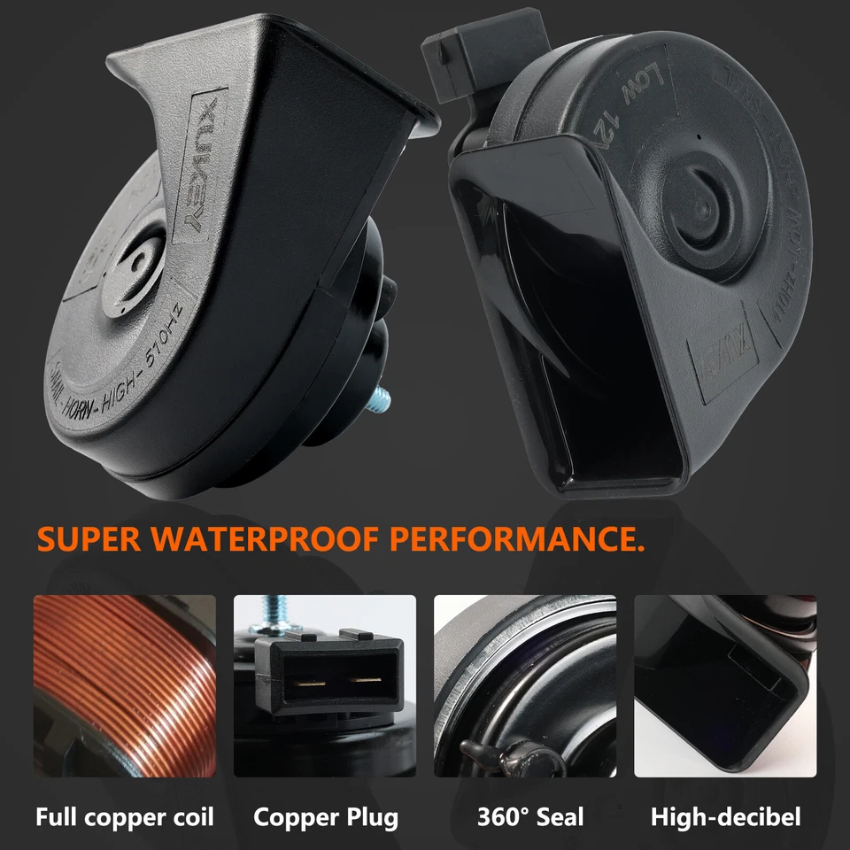 2Pcs 110-125db Loud High & Low Tone Snail Horn For Skoda Octavia Fabia Superb - Image 4 of 4