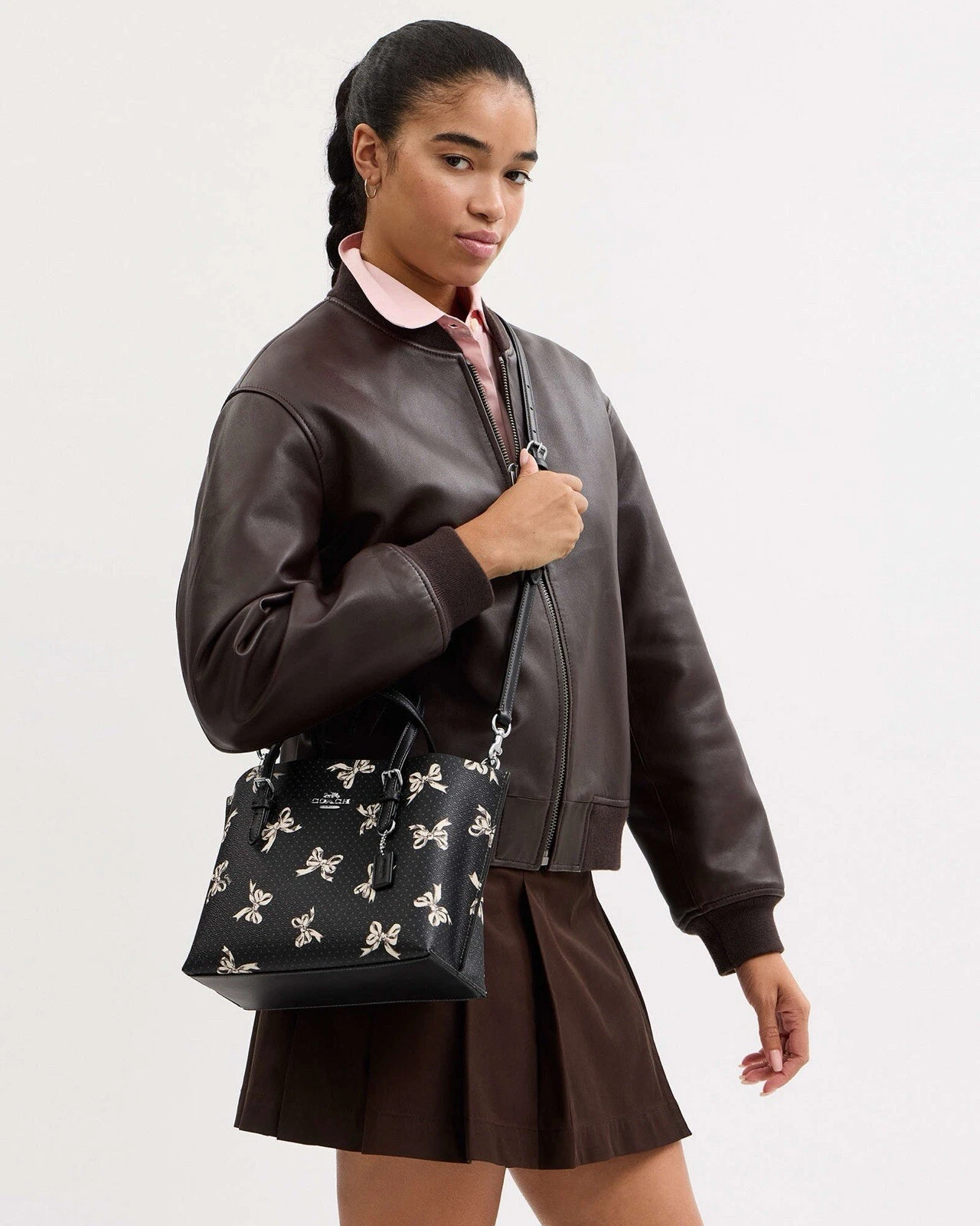 Borsa Coach Mollie nuova con etichetta 25 con stampa fiocco stile CY648 $375