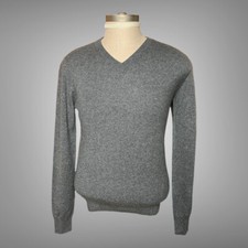Hermes Long Sleeve 100 Cashmere Mens V-Neck Sweater EU Size XS Gray Color