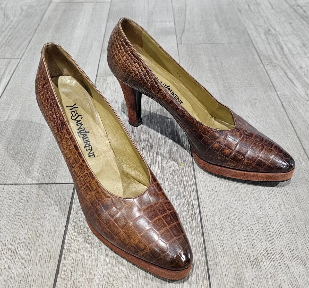 Saint Laurent Animal Print Suede Heels for Women for sale | eBay display picture 1