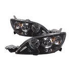 Headlight Set Fits 07-2009 Mazda 3 Hatchback MPS Mazdaspeed Gen 1 Black Halogen